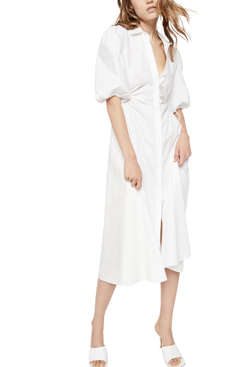 Bardot Cutout Midi Shirtdress, Alternate, color,