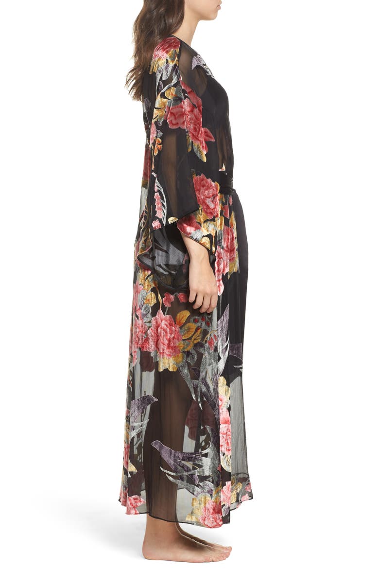 Burnout Velvet Robe, Alternate, color, BLACK