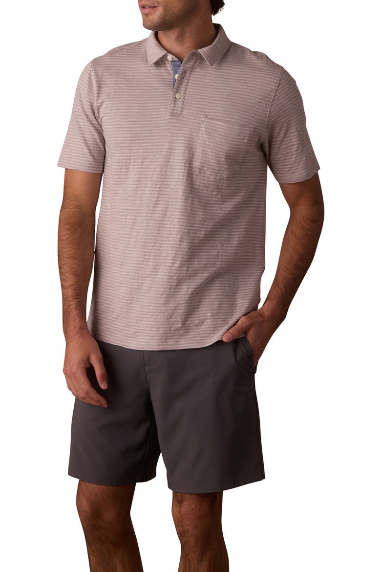 Slub Pocket Polo, Main, color, GREYSTONE STRIPE
