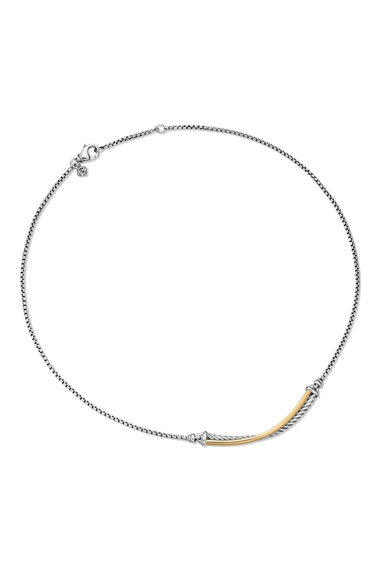 Crossover Bar Necklace with 18K Gold, Alternate, color, SILVER/ GOLD