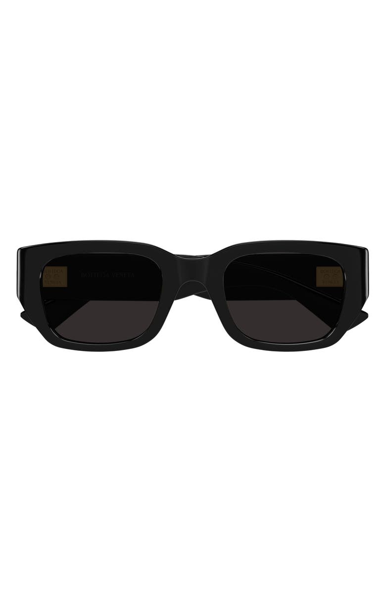 Bottega Veneta 51mm Rectangular Sunglasses, Main, color, Black