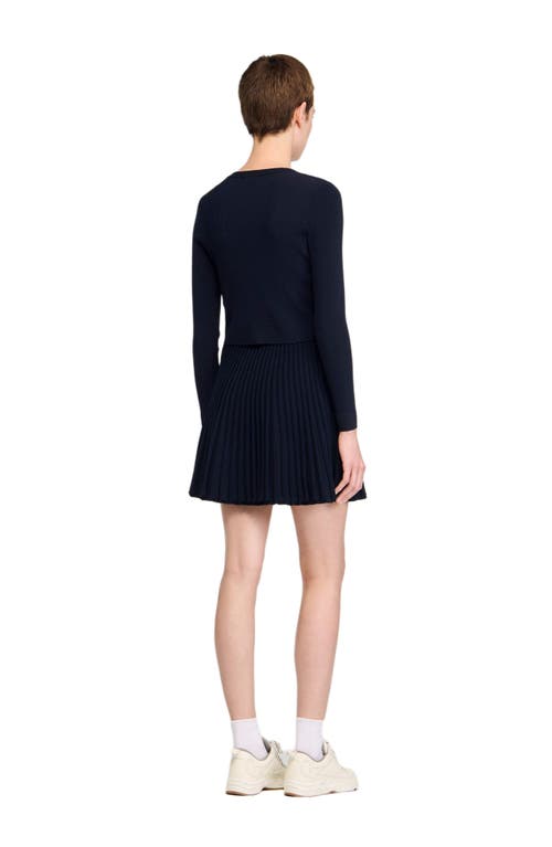 Sandro Fine Knit Cardigan In Blue