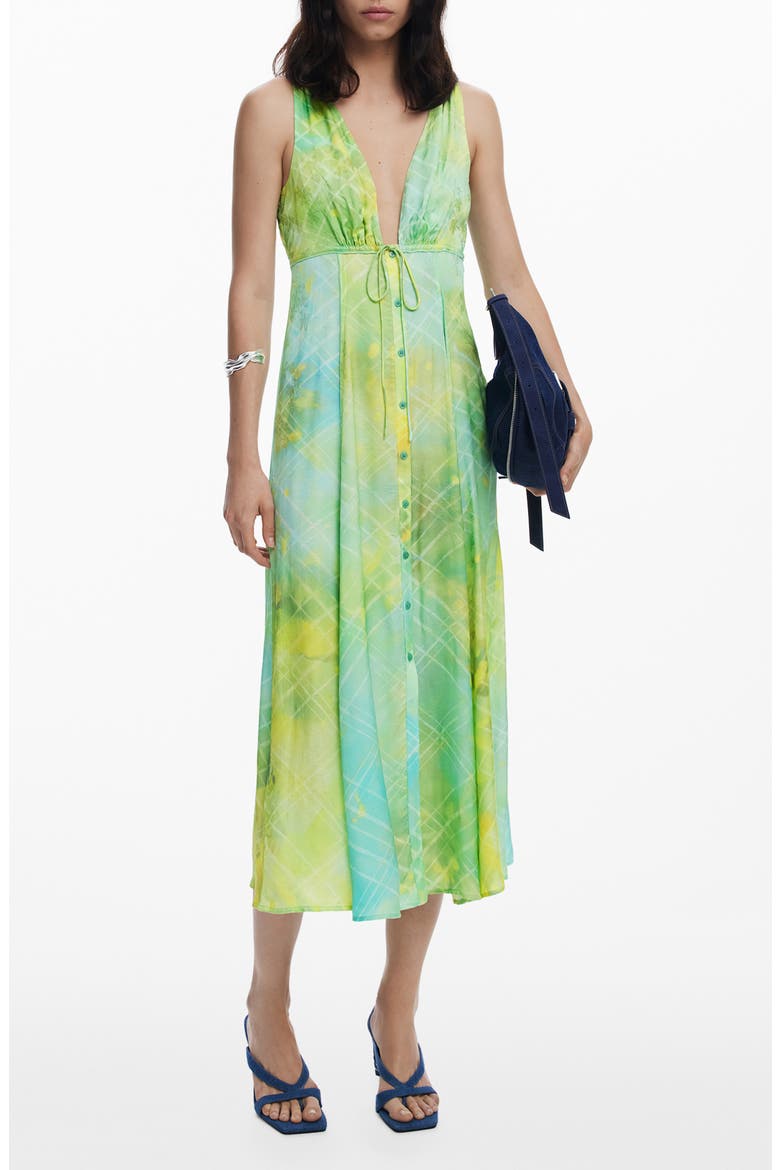 Sleeveless A-Line Midi Dress, Main, color, LIGHT GREEN