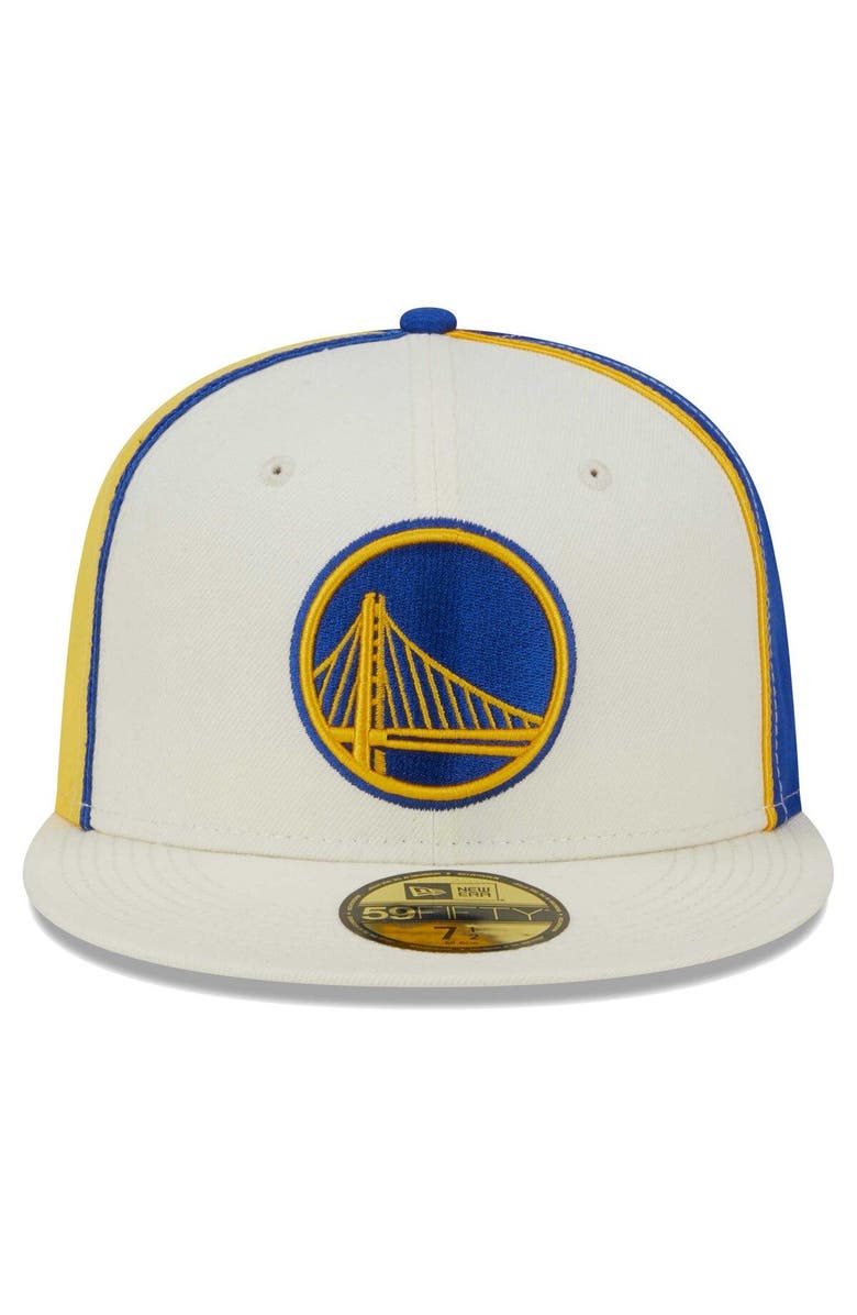 New Era Men's New Era Cream Golden State Warriors Piped Pop Panel 59FIFTY Fitted Hat, Alternate, color, Cream