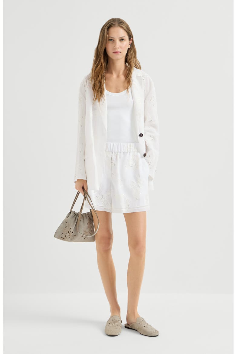 Cotton organza blazer with dazzling broderie anglaise with monili, Alternate, color, White