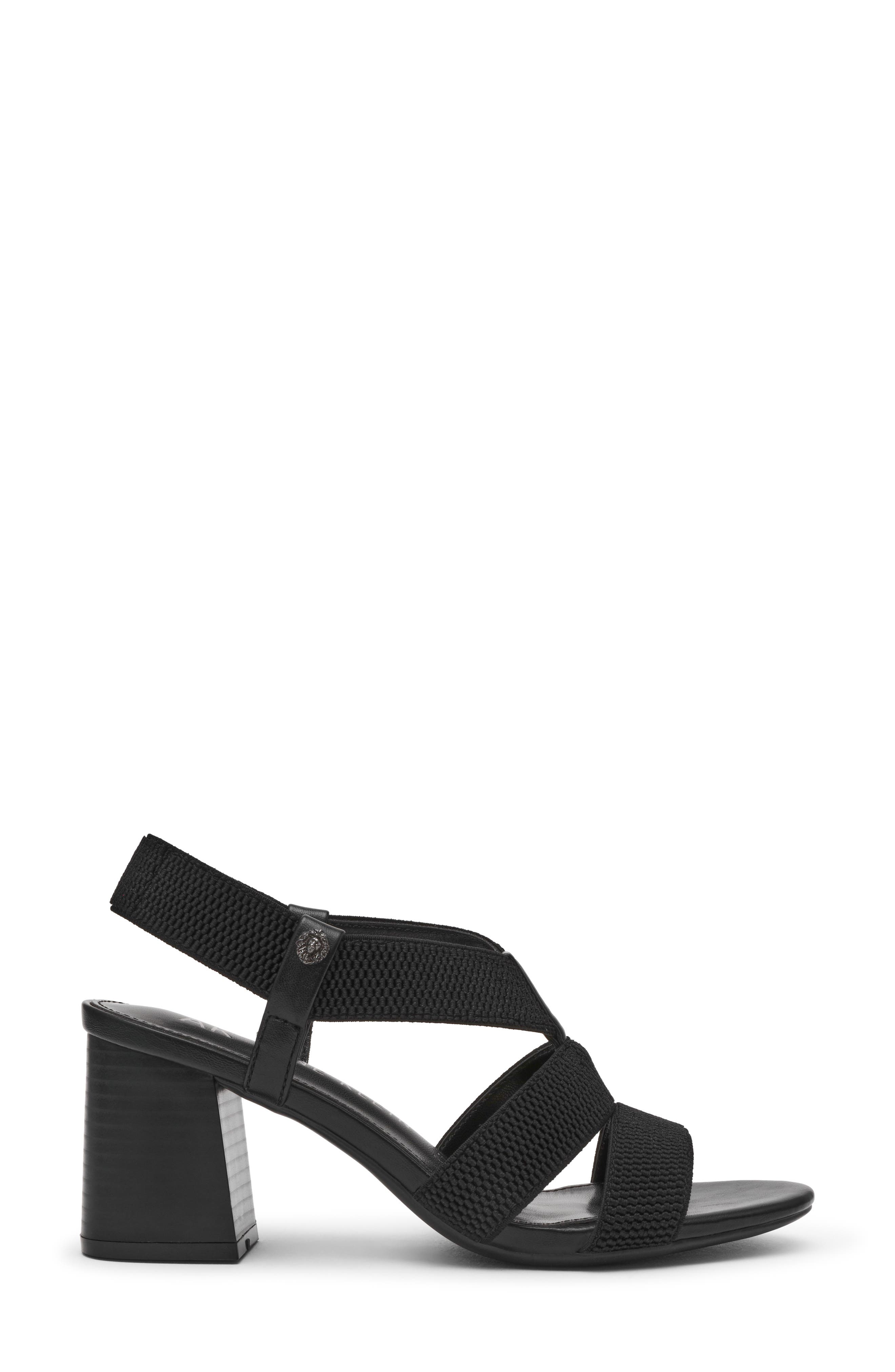 Anne Klein Robenia Woven Banded Block Heel Sandal, Alternate, color, Black