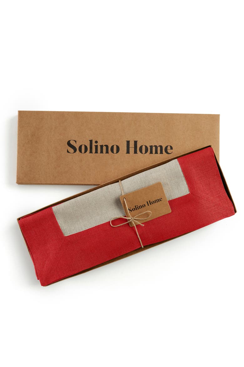 Linen Placemats Set of 4, 14 x 19" - Contempo, Alternate, color, Red and Natural