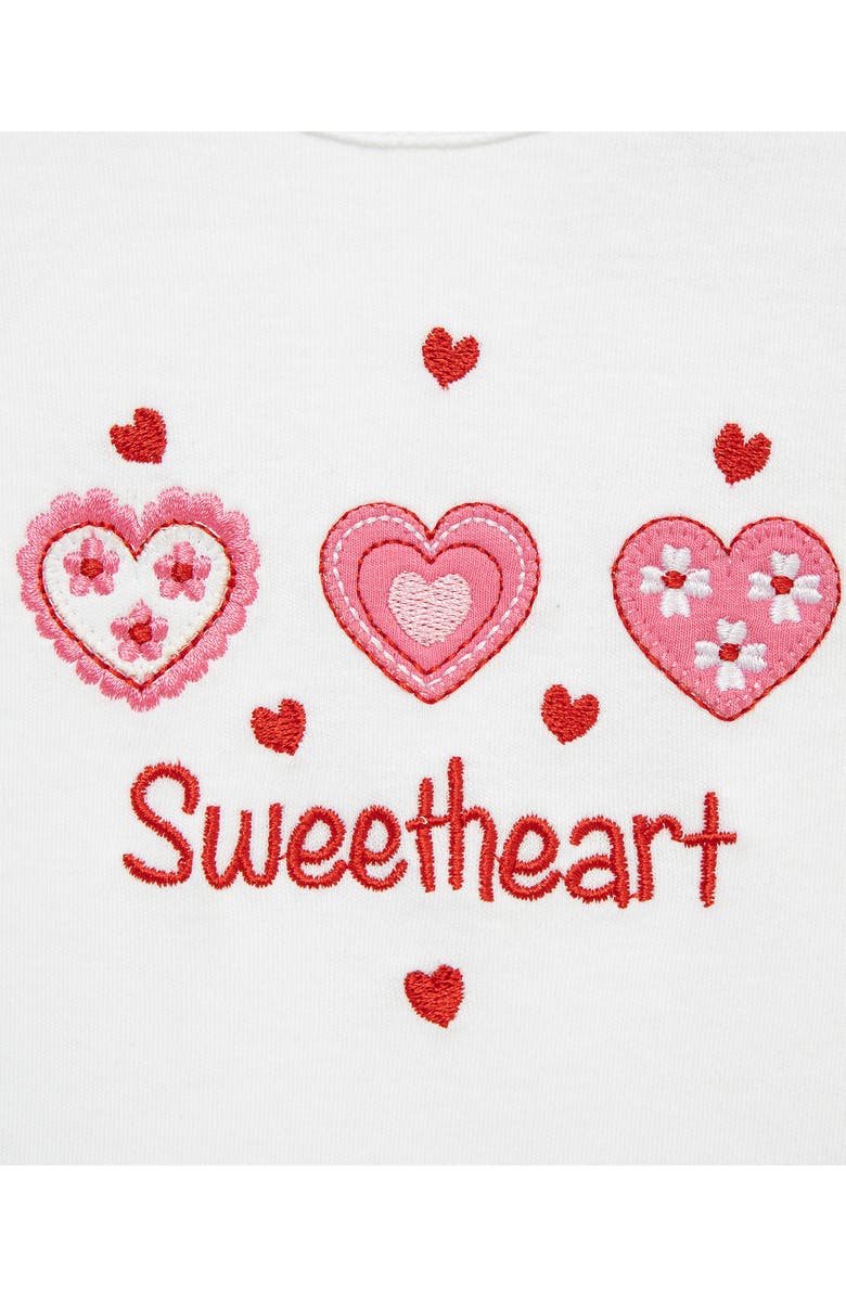 Little Me Sweetheart Embroidered Bodysuit, Tutu Leggings & Headband Set, Alternate, color, Red