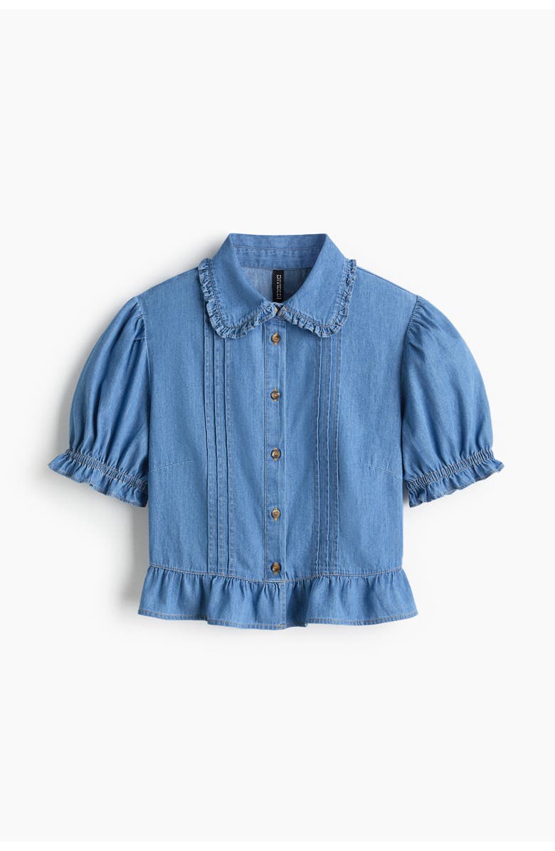 H&M Denim blouse, Alternate, color, Light Denim Blue