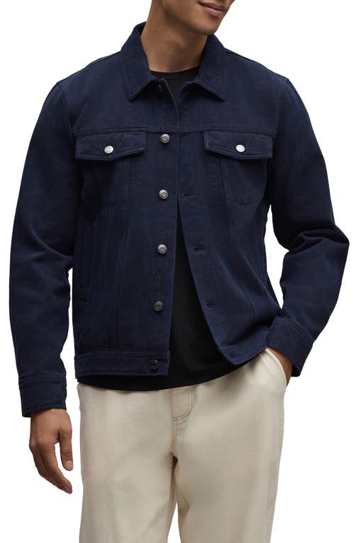 Barefoot Dreams Brushed Cotton Twill Trucker Jacket In Blue