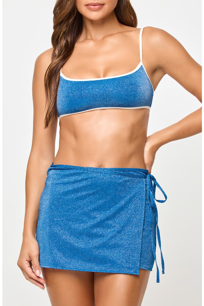 Frankie Metallic Mini Wrap Cover-Up Skirt, Alternate, color, ABYSS
