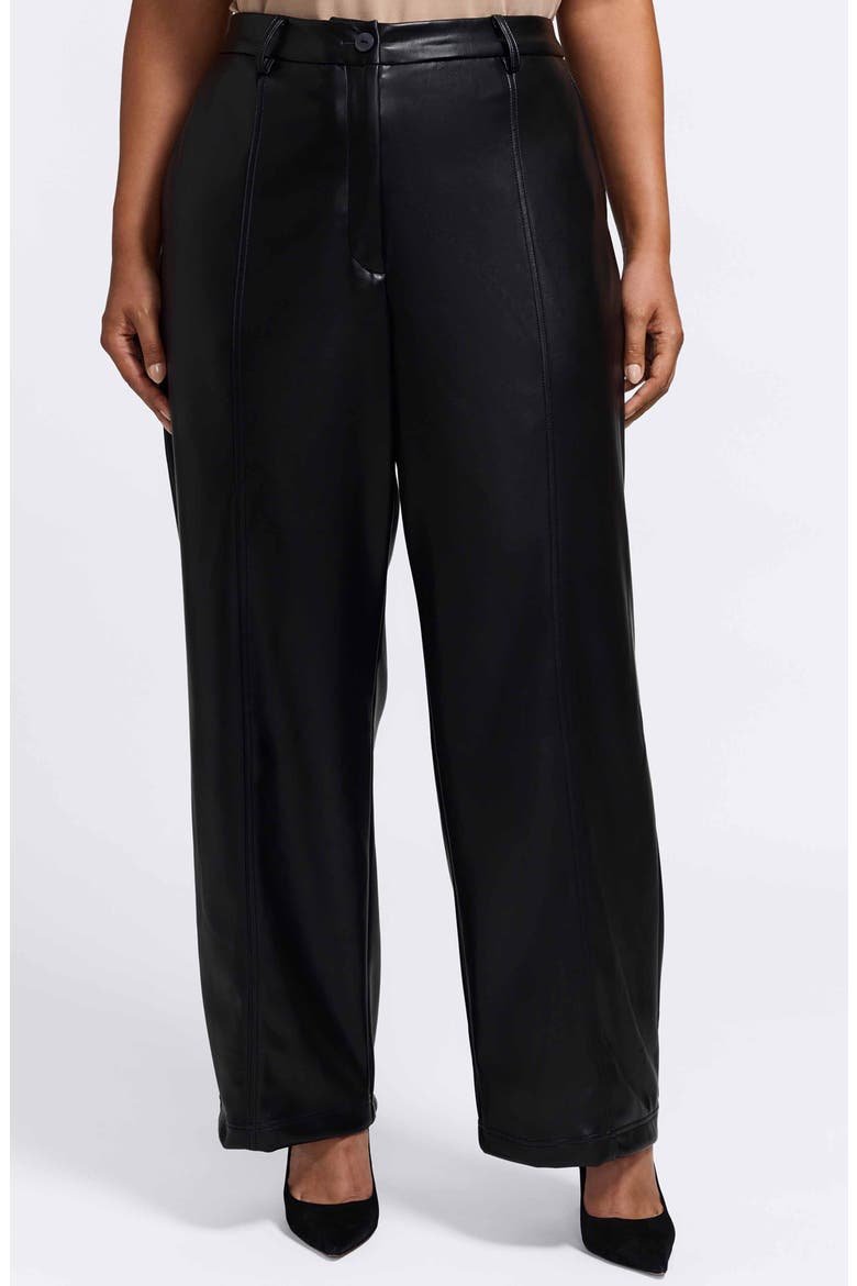 Ciara Wide Leg Faux Leather Pants, Main, color, BLACK