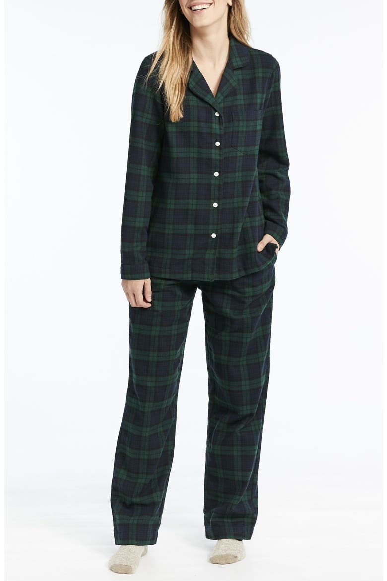 Scotch Plaid Flannel Pajamas, Main, color, BLACK WATCH PLAID