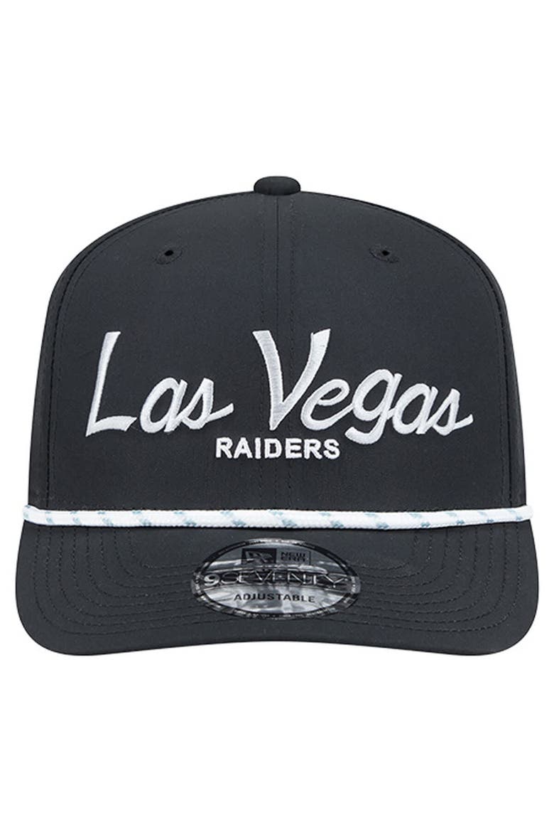 Men's New Era Black Las Vegas Raiders Script 9SEVENTY Adjustable Hat, Alternate, color, Black