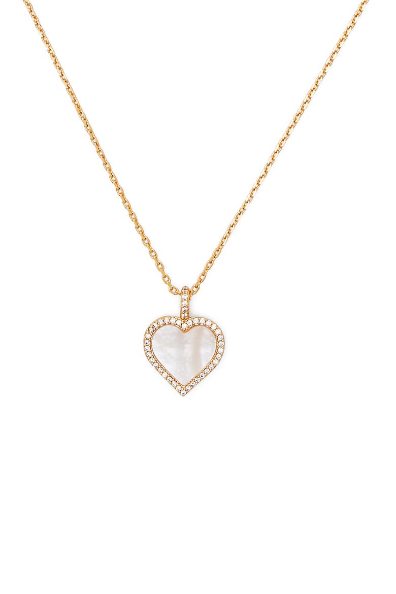 take heart mother-of-pearl pendant necklace, Alternate, color, CLEAR/ GOLD