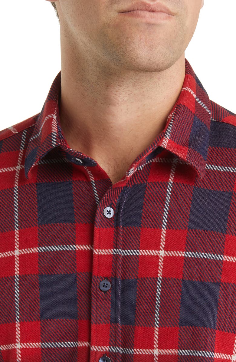 Stone Rose Plaid Jacquard Dip Dye Knit Button-Up Shirt, Alternate, color, Orange