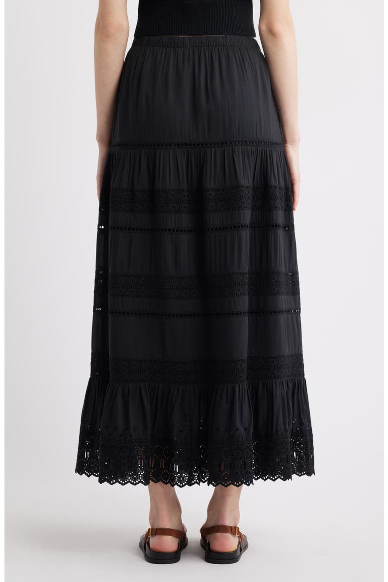 Lace Inset Maxi Skirt, Alternate, color, BLACK