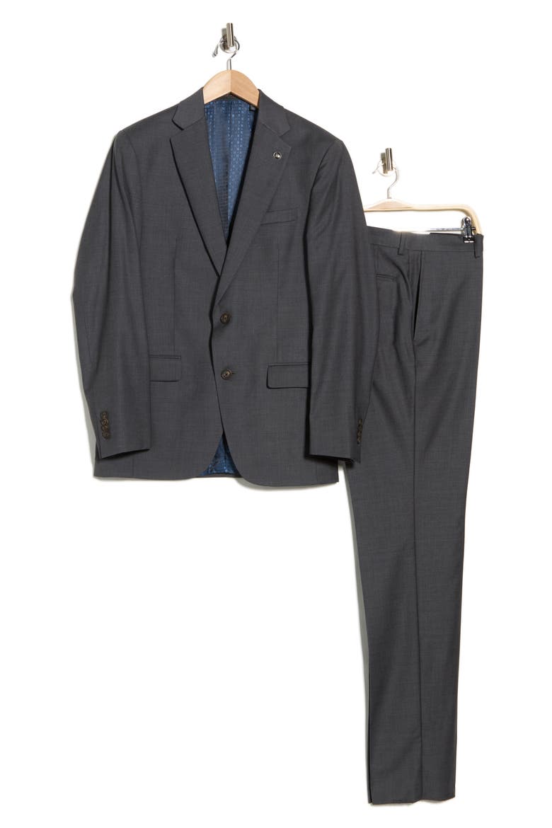 Jake Solid Grey Notch Lapel Wool Suit, Alternate, color, MID GREY