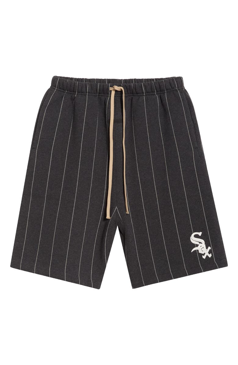 Fear of God Essentials x MLB White Sox '90s Drawstring Cotton Blend Sweat Shorts, Main, color, Iron Heather/ White Pinstripes