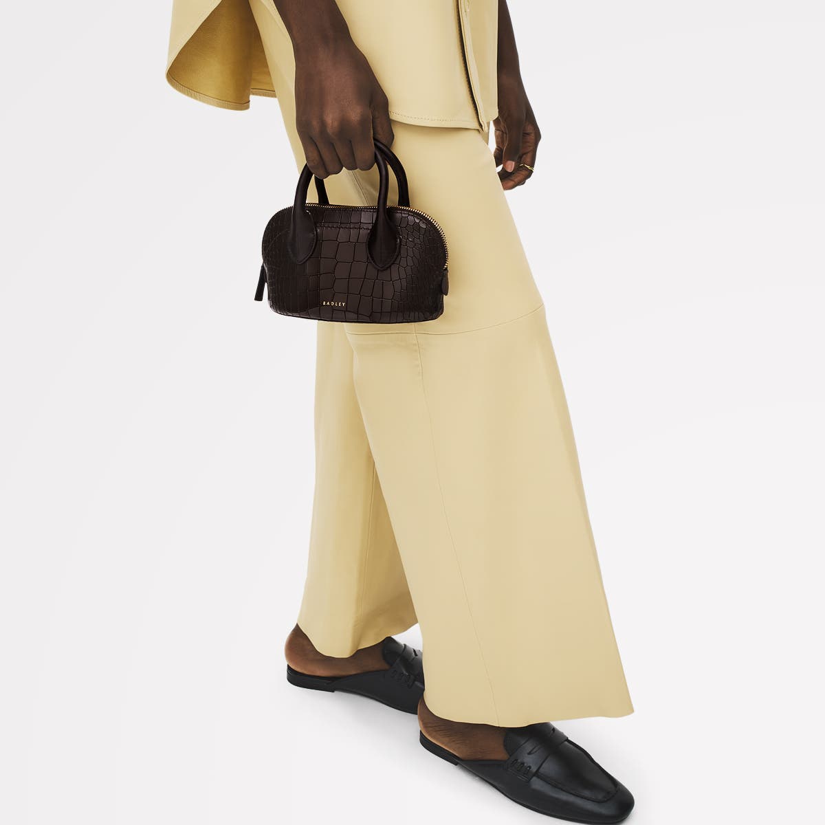 Radley The Muriel - Faux Croc Micro Ziptop Satchel Bag, Alternate, color, Dark Oak