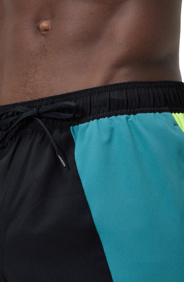 Speedo<sup>®</sup> Redondo Edge Colorblock Volley Swim Trunks, Alternate, color, Black