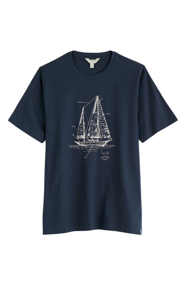Seasalt Cornwall Midwatch Graphic T-shirt, Alternate, color, Boat Sketch Maritime