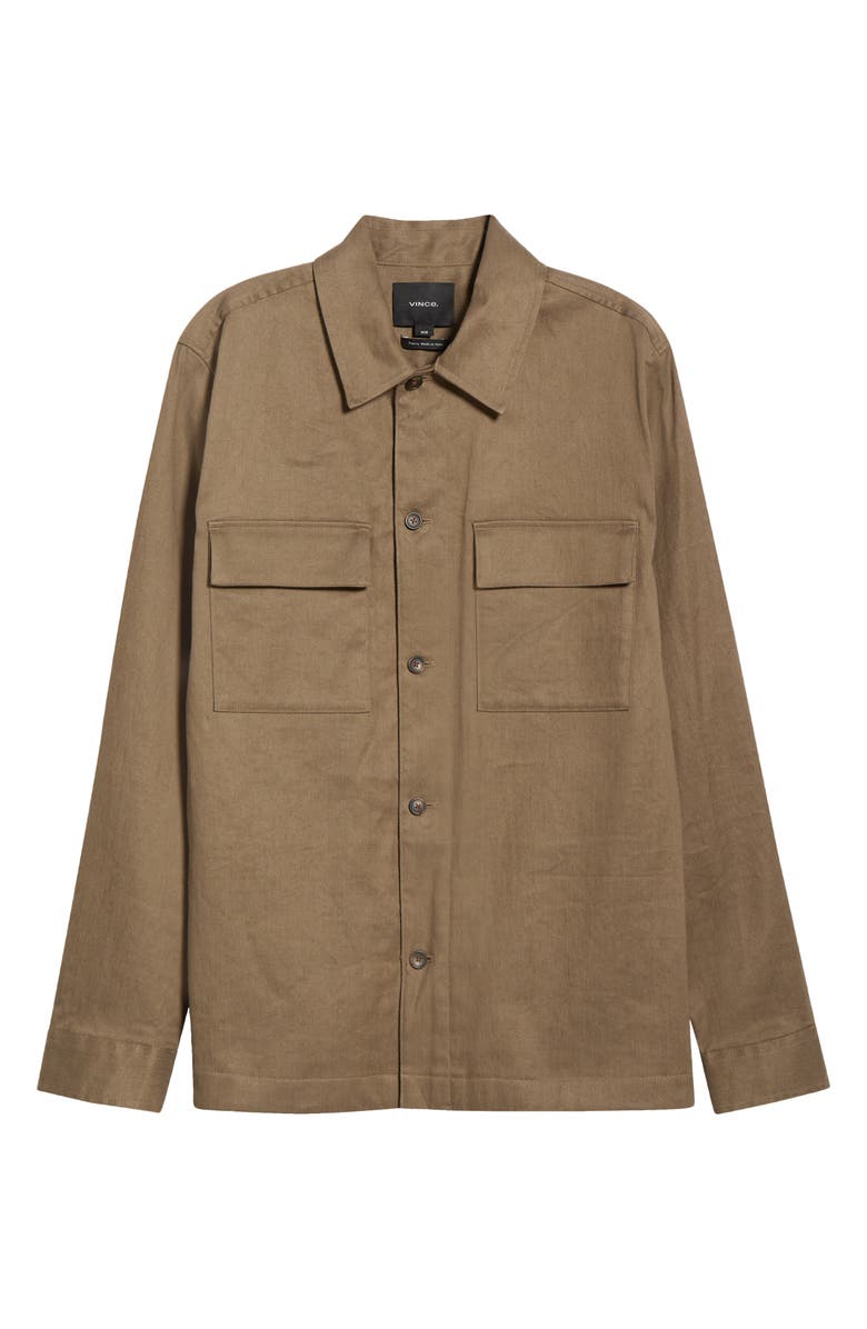 Vince Stretch Linen & Cotton Chore Coat, Main, color, Kalamata
