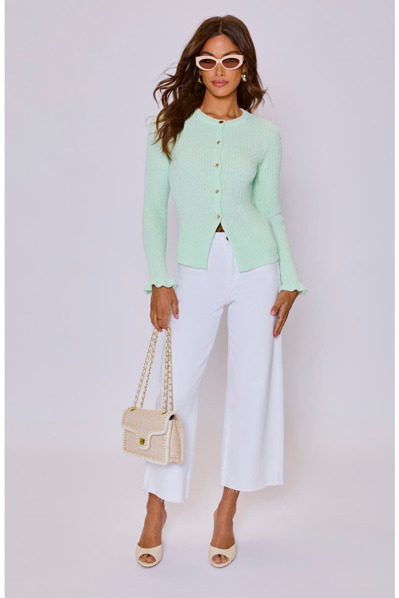 Willow Novelty Button Rib Cardigan, Alternate, color, MINT