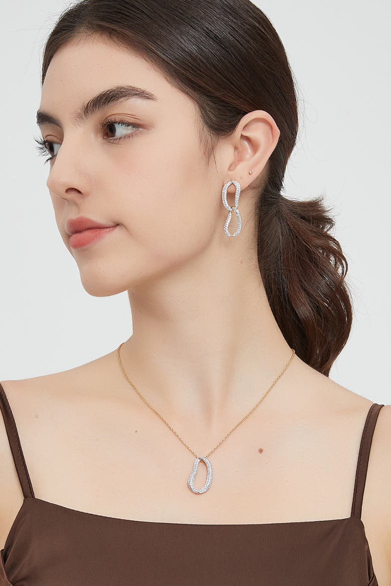 Infinity Pavé Ovate Loop Hoop Earrings, Alternate, color, Gold