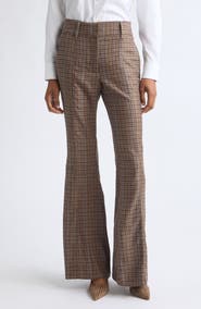 GABRIELA HEARST Rhein Check Wool & Silk Flare Leg Pants