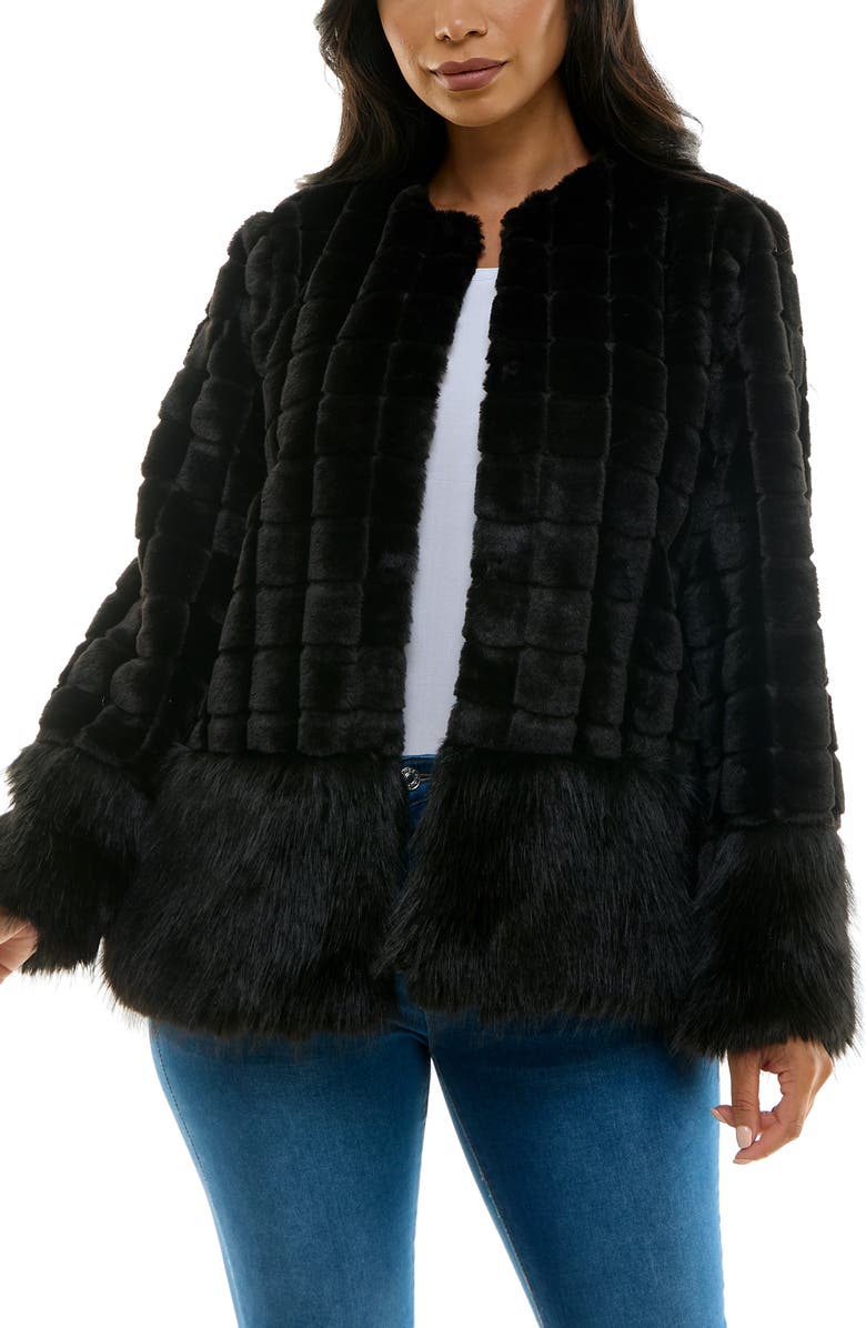Nina Leonard Faux Fur Long Sleeve Bolero, Main, color,
