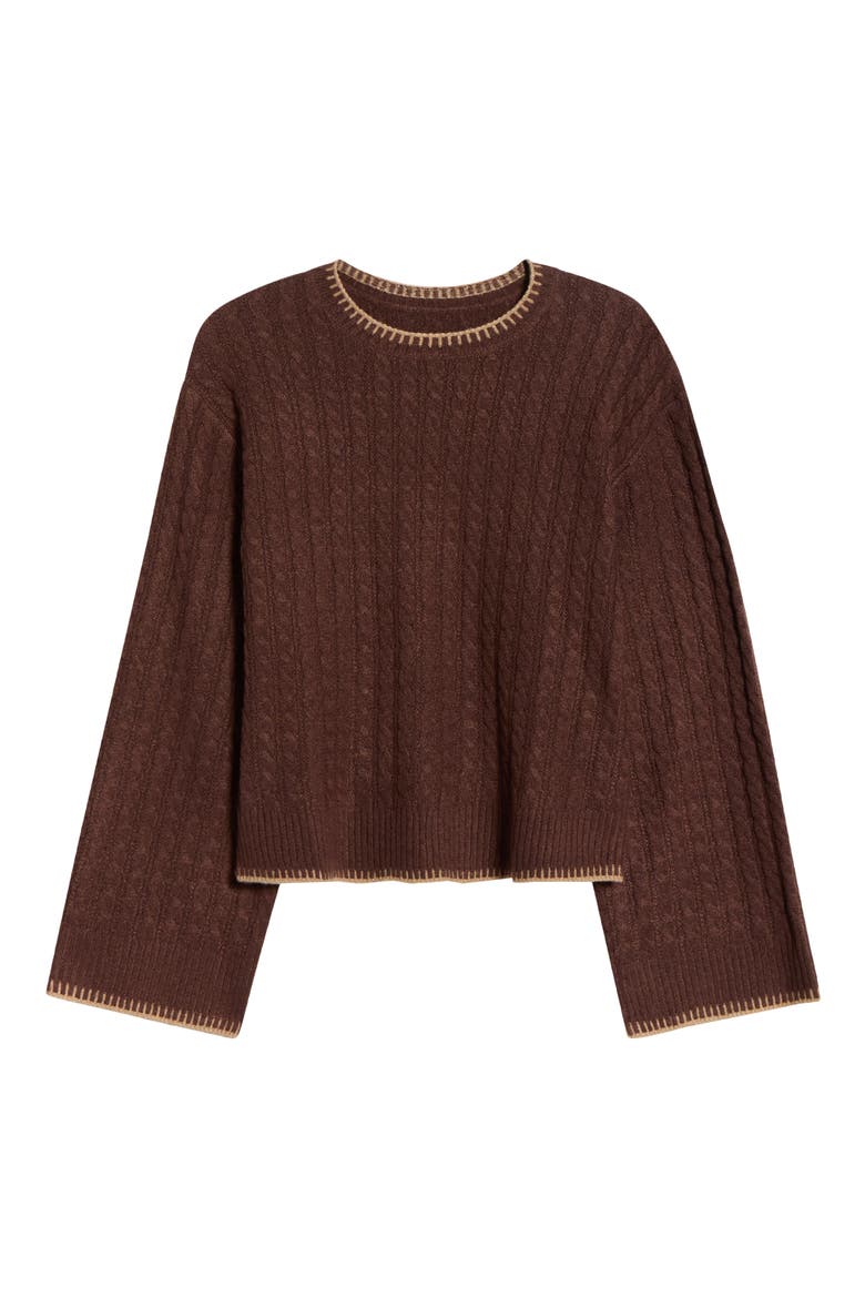 Rylynn Cable Flare Sleeve Sweater, Alternate, color, COLA