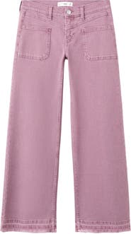 MANGO TEEN Release Hem Patch Pocket Low Rise Straight Leg Jeans
