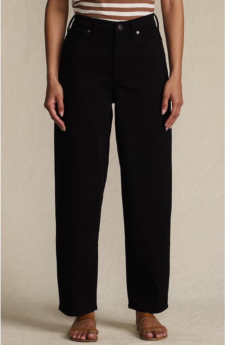 Lands' End Recover High Rise Barrel Leg Ankle Jeans, Main, color, Black