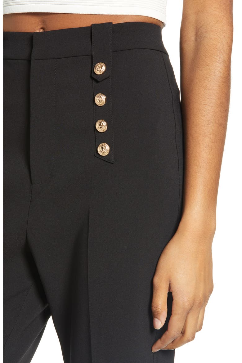 Semi Flare Button Pants, Alternate, color, BLACK