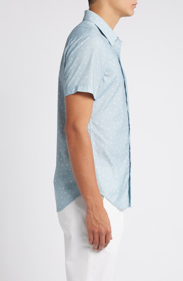 Bonobos Slim Fit Dot Print Short Sleeve Stretch Button-Up Shirt, Alternate, color, 