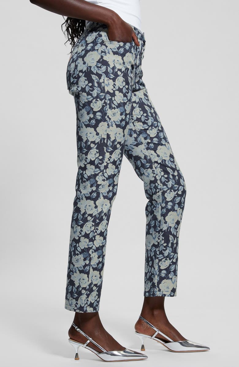 GUESS Floral Jacquard Nonstretch Ankle Straight Leg Jeans, Alternate, color, 