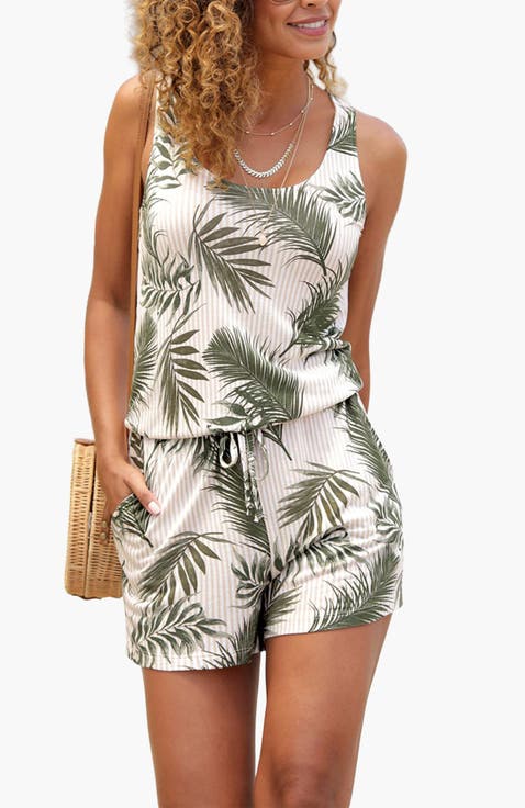Sleeveless Print Romper