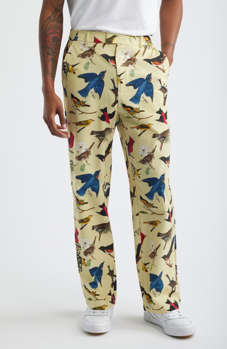 Malbon Golf Birds of Georgia Print Magnolia Performance Pants, Main, color, Bird Print