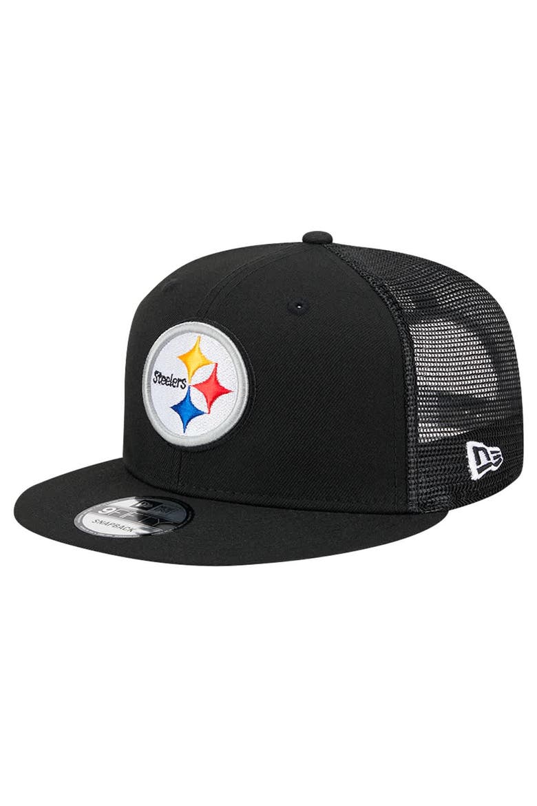 Men's New Era Black Pittsburgh Steelers  Main Trucker 9FIFTY Snapback Hat, Main, color, Black