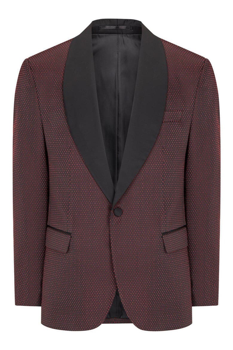 Swiss Dot Embroidered Tuxedo Jacket, Main, color, RED