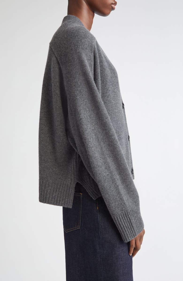 LOULOU DE SAISON Kaia Cashmere V-neck Cardigan, Alternate, color, Anthracite Melange