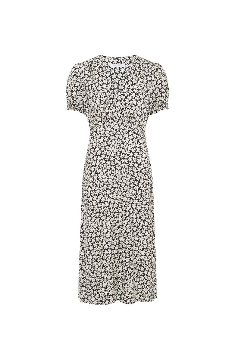 GERARD DAREL Rosi V-Neck Puff Sleeve Floral Dress, Alternate, color, Black