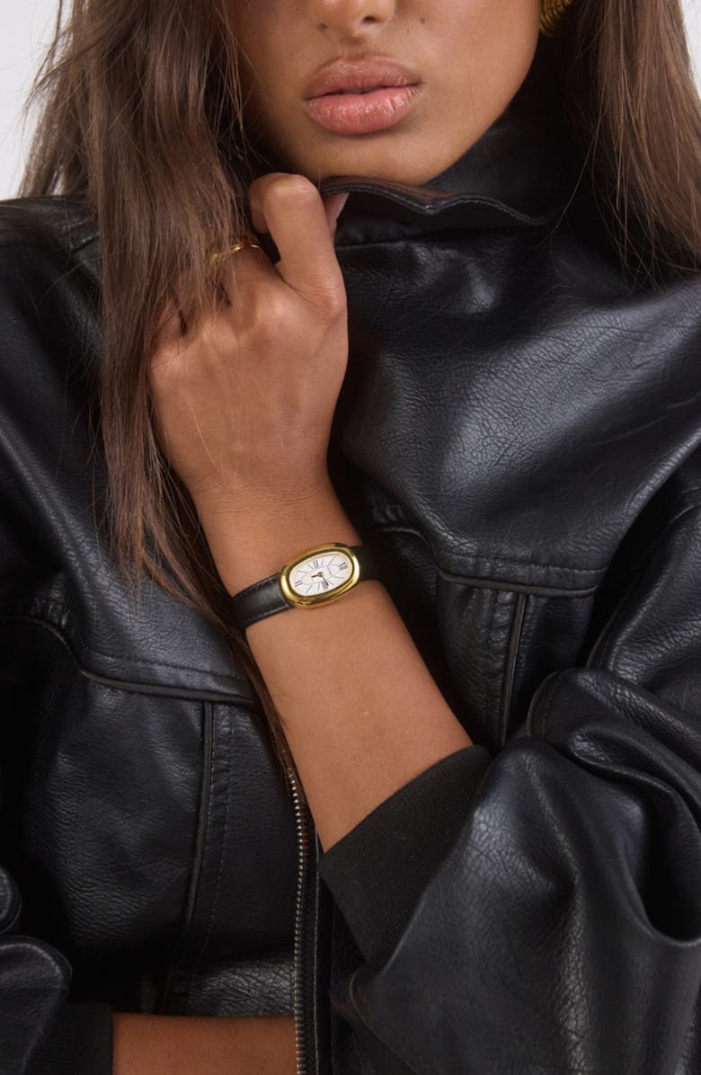 CENDRE Bridgette Leather Strap Watch, 21 x 30mm, Alternate, color, 