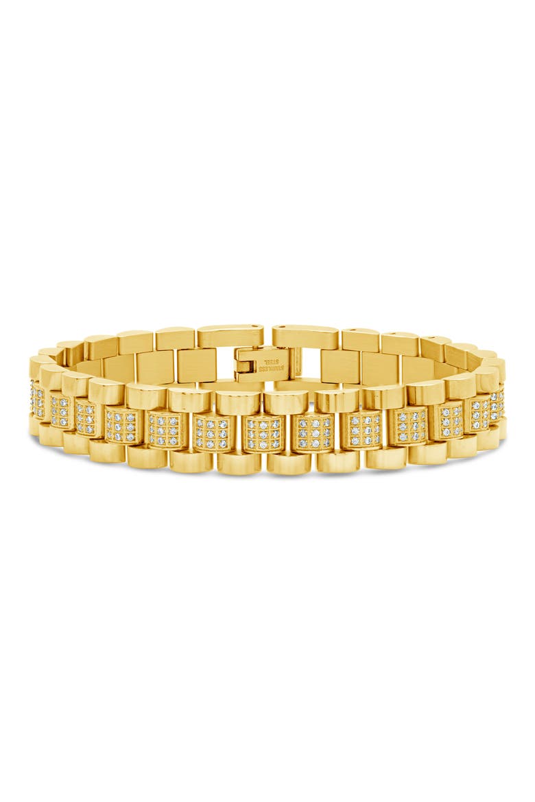 CZ Accent Watch Chain Bracelet, Alternate, color, GOLD
