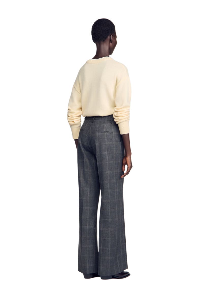 Checked straight-leg trousers, Alternate, color, Grey