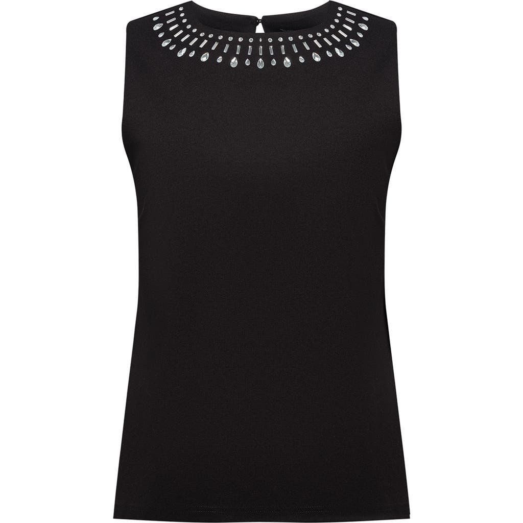 Isaac Mizrahi New York Embellished Ponte Shell In Black