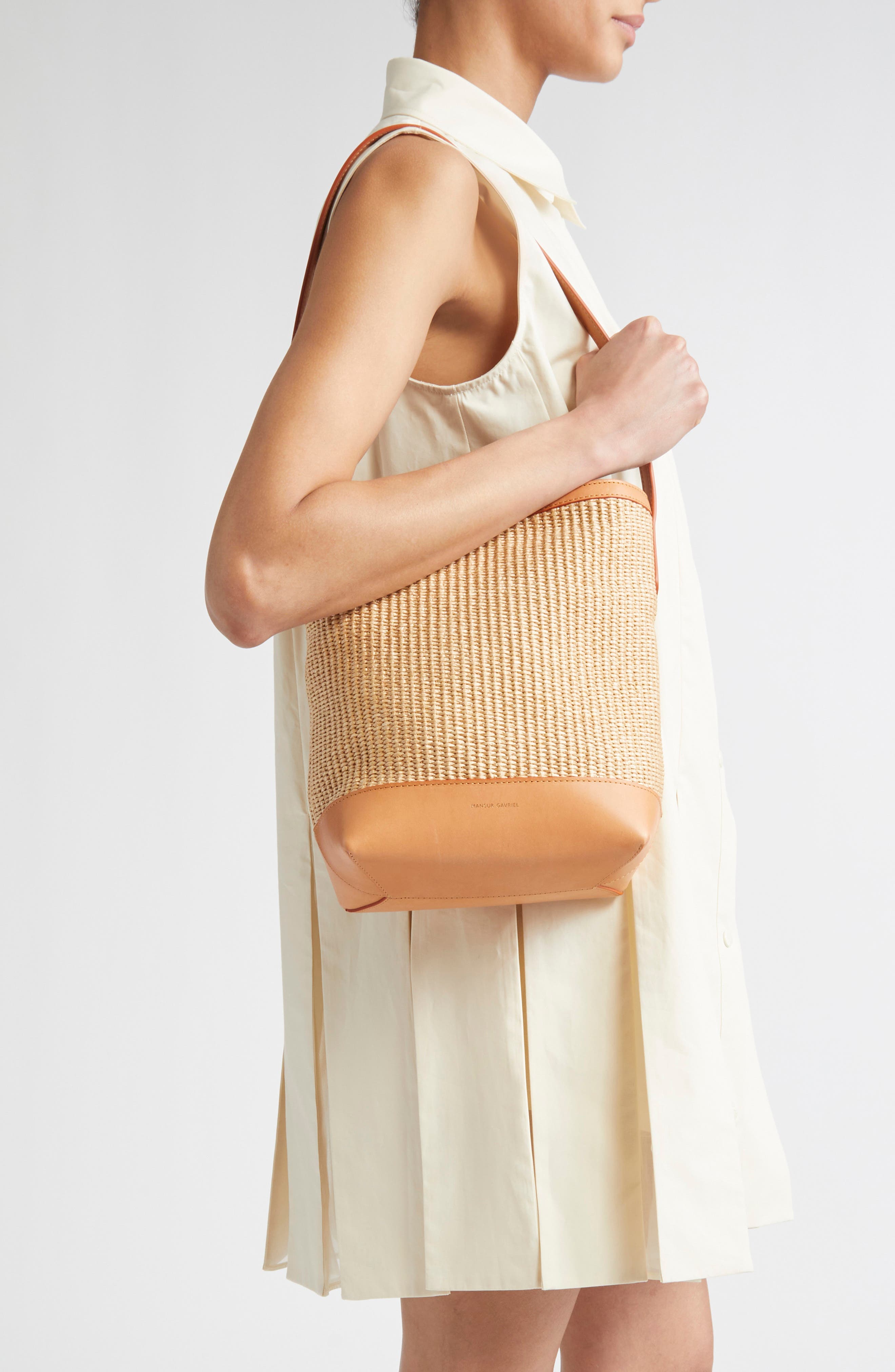 Mansur Gavriel Mini Everyday Raffia Cabas Hobo Bag, Alternate, color, 