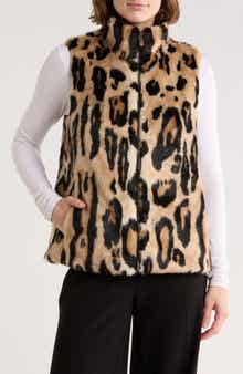 La Fiorentina Leopard Faux Fur Vest