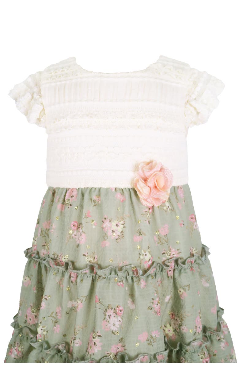 Zunie Lace & Clip Dot Chiffon Party Dress, Alternate, color, Sage/ Ivory